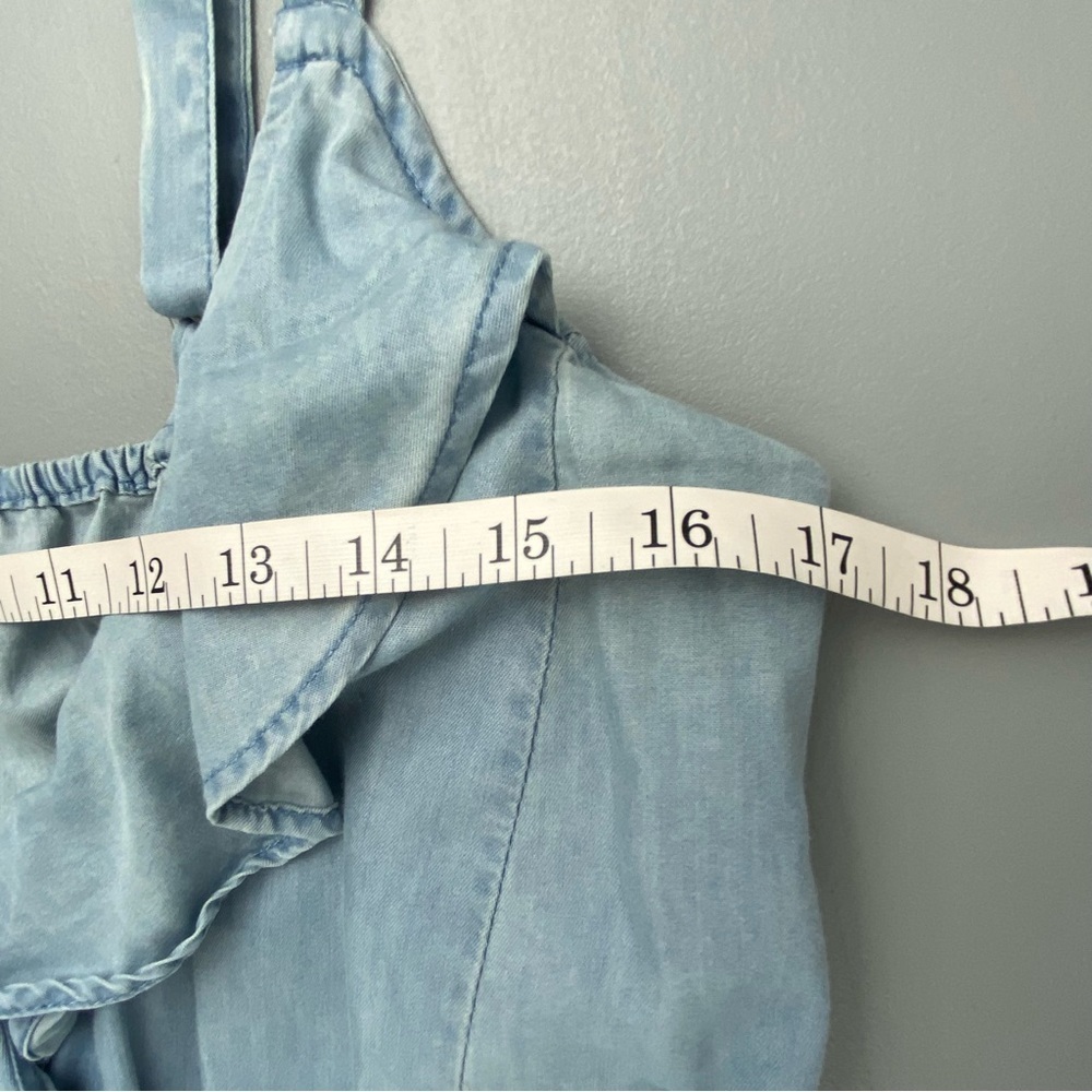 Navigata ruffled v-neck chambray layered flowy dress women's size large - Picture 7 of 11